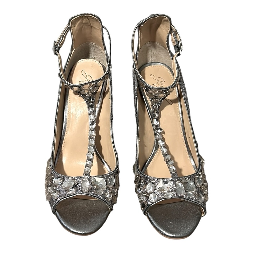 Jewel Badgley Mischka Conroy Metallic Glitter Evening Shoe 6.5 NIB - Picture 3 of 8